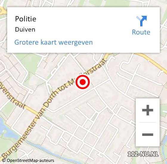 Locatie op kaart van de 112 melding: Politie Duiven op 7 juli 2021 16:33