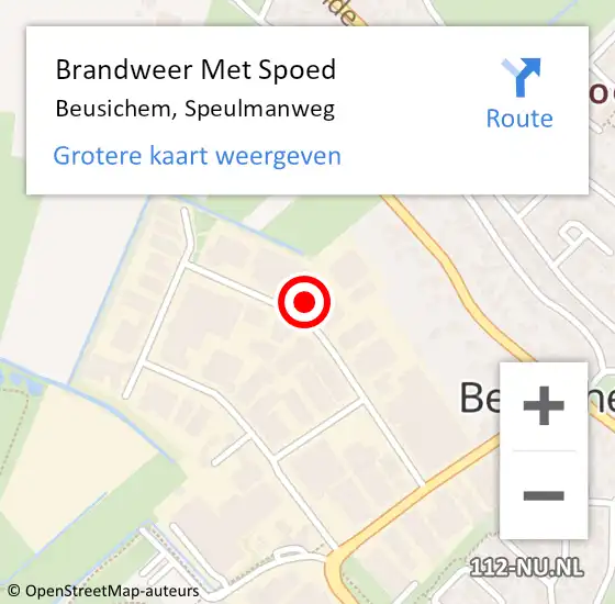 Locatie op kaart van de 112 melding: Brandweer Met Spoed Naar Beusichem, Speulmanweg op 7 juli 2021 16:49