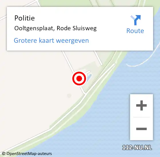 Locatie op kaart van de 112 melding: Politie Ooltgensplaat, Rode Sluisweg op 7 juli 2021 16:59