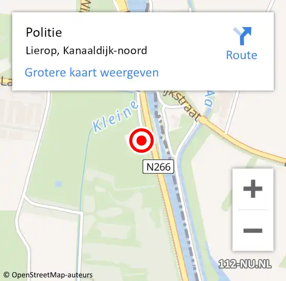 Locatie op kaart van de 112 melding: Politie Lierop, Kanaaldijk-noord op 7 juli 2021 17:04