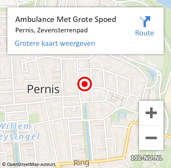 Locatie op kaart van de 112 melding: Ambulance Met Grote Spoed Naar Pernis, Zevensterrenpad op 7 juli 2021 17:12