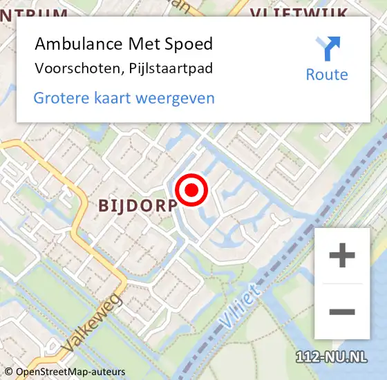 Locatie op kaart van de 112 melding: Ambulance Met Spoed Naar Voorschoten, Pijlstaartpad op 7 juli 2021 17:23