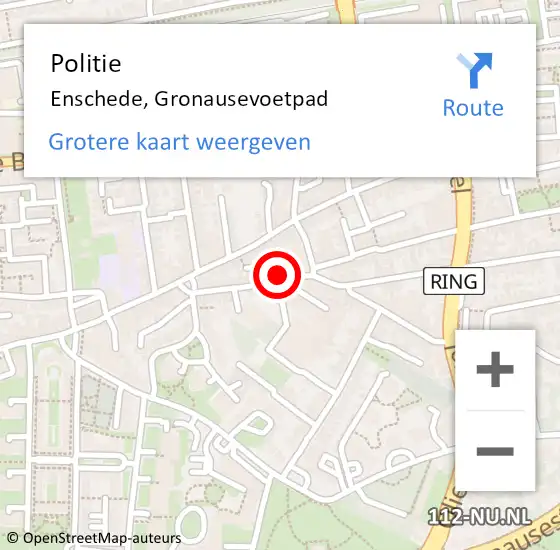 Locatie op kaart van de 112 melding: Politie Enschede, Gronausevoetpad op 7 juli 2021 17:34