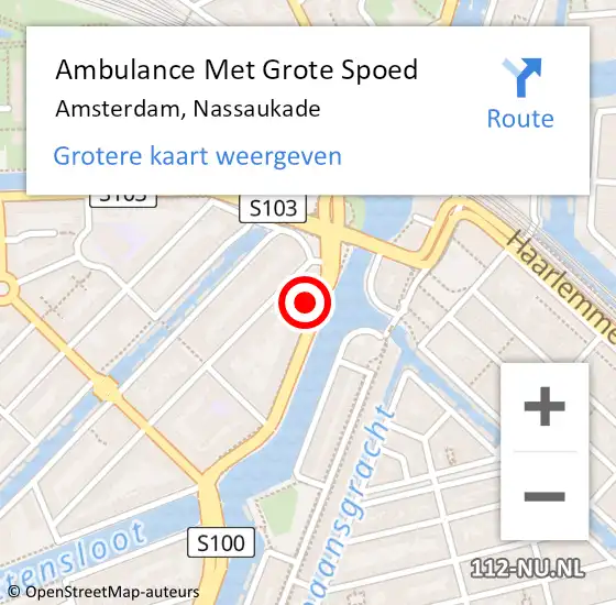 Locatie op kaart van de 112 melding: Ambulance Met Grote Spoed Naar Amsterdam, Nassaukade op 7 juli 2021 17:43