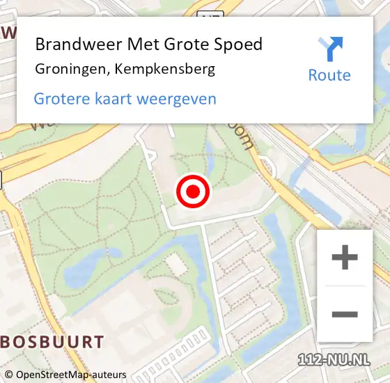 Locatie op kaart van de 112 melding: Brandweer Met Grote Spoed Naar Groningen, Kempkensberg op 7 juli 2021 17:46