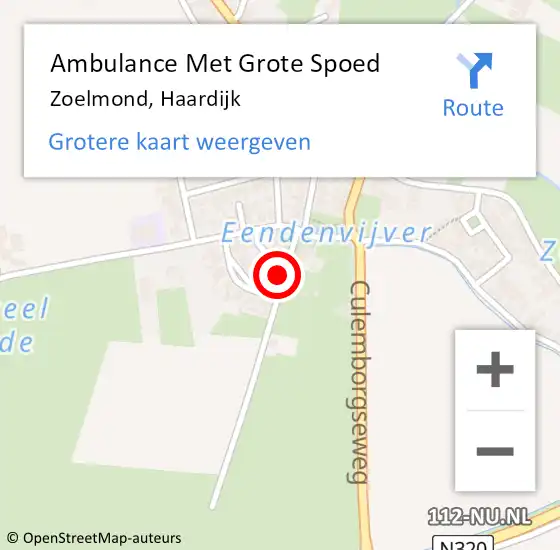 Locatie op kaart van de 112 melding: Ambulance Met Grote Spoed Naar Zoelmond, Haardijk op 7 juli 2021 18:08