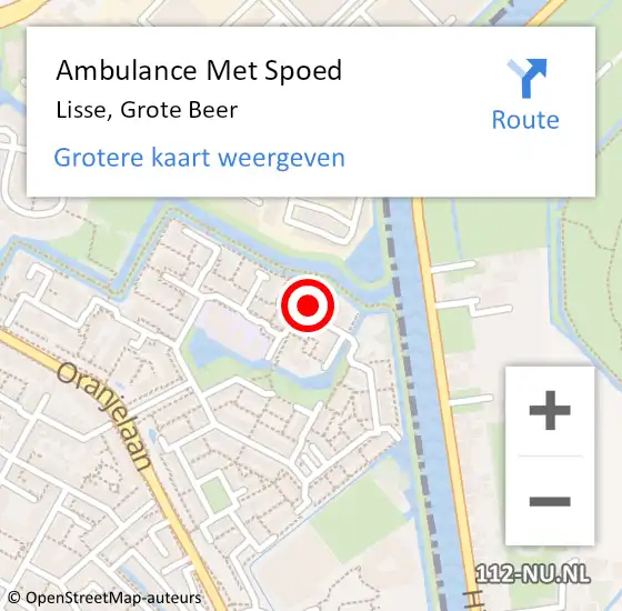 Locatie op kaart van de 112 melding: Ambulance Met Spoed Naar Lisse, Grote Beer op 7 juli 2021 18:09