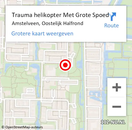 Locatie op kaart van de 112 melding: Trauma helikopter Met Grote Spoed Naar Amstelveen, Oostelijk Halfrond op 7 juli 2021 18:18