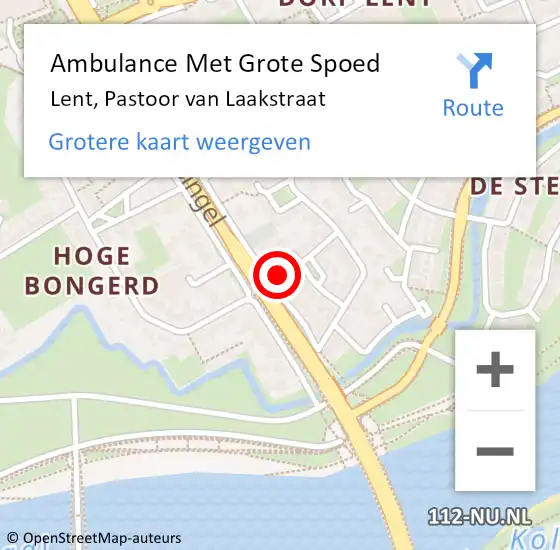 Locatie op kaart van de 112 melding: Ambulance Met Grote Spoed Naar Lent, Pastoor van Laakstraat op 7 juli 2021 18:20