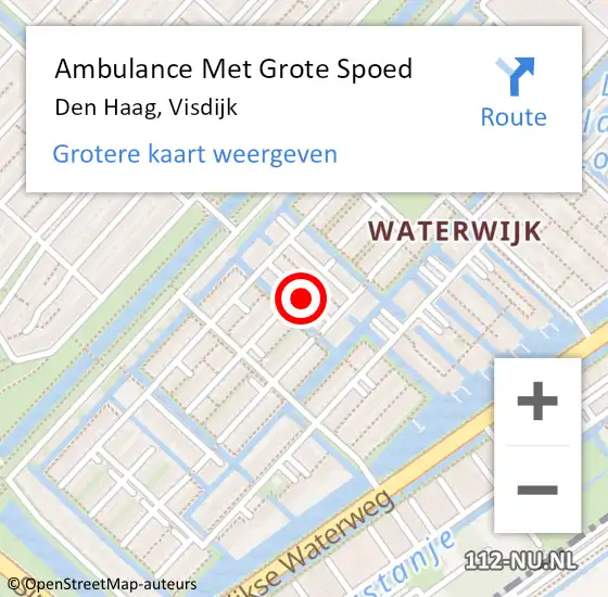 Locatie op kaart van de 112 melding: Ambulance Met Grote Spoed Naar Den Haag, Visdijk op 7 juli 2021 18:43