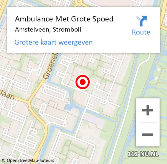 Locatie op kaart van de 112 melding: Ambulance Met Grote Spoed Naar Amstelveen, Stromboli op 7 juli 2021 18:46