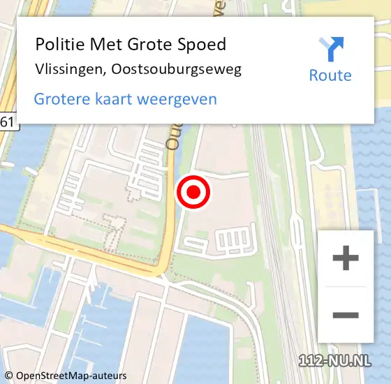 Locatie op kaart van de 112 melding: Politie Met Grote Spoed Naar Vlissingen, Oostsouburgseweg op 7 juli 2021 19:07