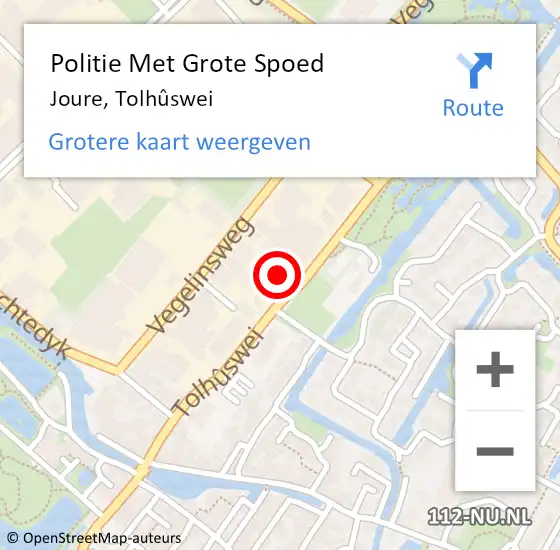 Locatie op kaart van de 112 melding: Politie Met Grote Spoed Naar Joure, Tolhûswei op 7 juli 2021 20:19