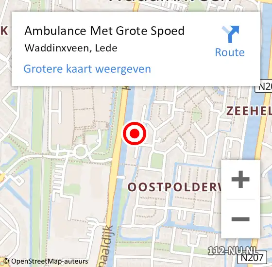 Locatie op kaart van de 112 melding: Ambulance Met Grote Spoed Naar Waddinxveen, Lede op 7 juli 2021 20:32