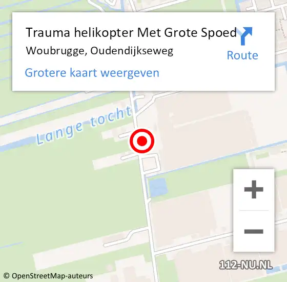 Locatie op kaart van de 112 melding: Trauma helikopter Met Grote Spoed Naar Woubrugge, Oudendijkseweg op 7 juli 2021 20:44