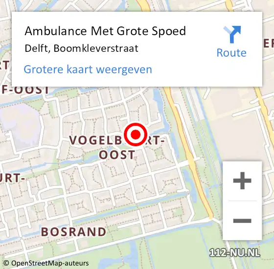 Locatie op kaart van de 112 melding: Ambulance Met Grote Spoed Naar Delft, Boomkleverstraat op 7 juli 2021 21:04