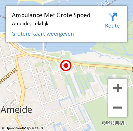 Locatie op kaart van de 112 melding: Ambulance Met Grote Spoed Naar Ameide, Lekdijk op 7 juli 2021 21:17