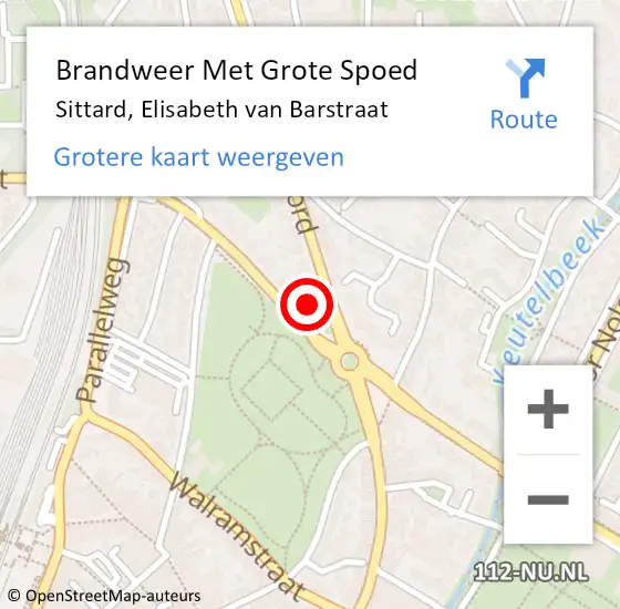 Locatie op kaart van de 112 melding: Brandweer Met Grote Spoed Naar Sittard, Elisabeth van Barstraat op 7 juli 2021 21:19