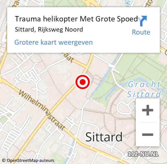 Locatie op kaart van de 112 melding: Trauma helikopter Met Grote Spoed Naar Sittard, Rijksweg Noord op 7 juli 2021 21:26