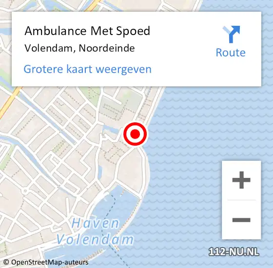 Locatie op kaart van de 112 melding: Ambulance Met Spoed Naar Volendam, Noordeinde op 7 juli 2021 21:29