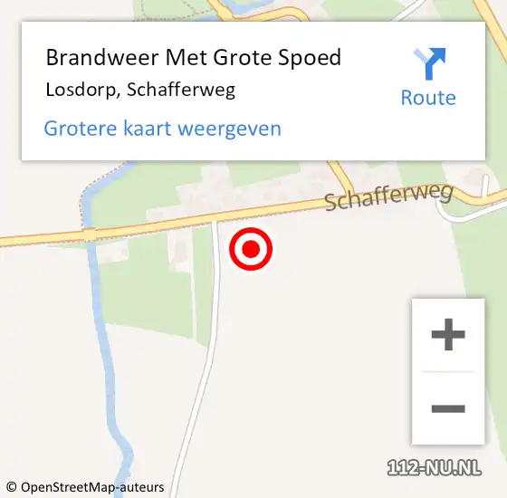 Locatie op kaart van de 112 melding: Brandweer Met Grote Spoed Naar Losdorp, Schafferweg op 7 juli 2021 21:32