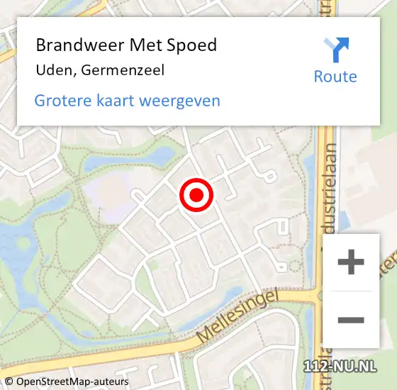 Locatie op kaart van de 112 melding: Brandweer Met Spoed Naar Uden, Germenzeel op 7 juli 2021 21:42