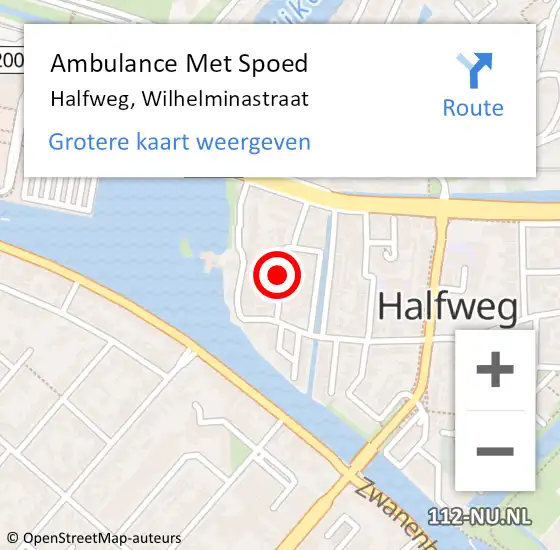 Locatie op kaart van de 112 melding: Ambulance Met Spoed Naar Halfweg, Wilhelminastraat op 7 juli 2021 21:50
