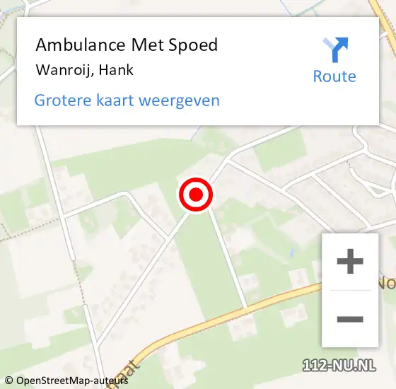 Locatie op kaart van de 112 melding: Ambulance Met Spoed Naar Hank op 7 juli 2021 21:50