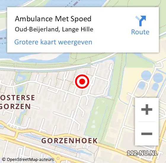 Locatie op kaart van de 112 melding: Ambulance Met Spoed Naar Oud-Beijerland, Lange Hille op 7 juli 2021 21:55