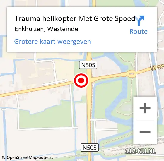 Locatie op kaart van de 112 melding: Trauma helikopter Met Grote Spoed Naar Enkhuizen, Westeinde op 7 juli 2021 22:05