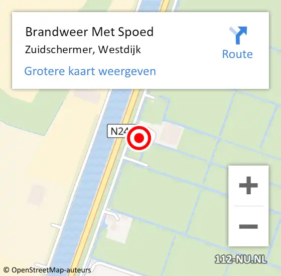 Locatie op kaart van de 112 melding: Brandweer Met Spoed Naar Zuidschermer, Westdijk op 7 juli 2021 22:16