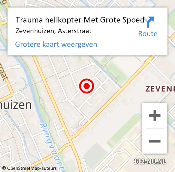 Locatie op kaart van de 112 melding: Trauma helikopter Met Grote Spoed Naar Zevenhuizen, Asterstraat op 7 juli 2021 22:24