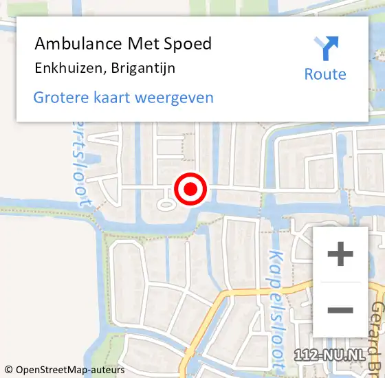 Locatie op kaart van de 112 melding: Ambulance Met Spoed Naar Enkhuizen, Brigantijn op 7 juli 2021 23:15