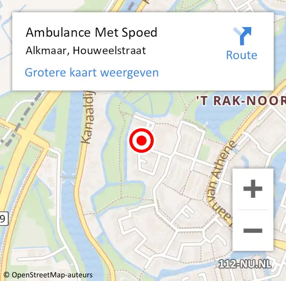 Locatie op kaart van de 112 melding: Ambulance Met Spoed Naar Alkmaar, Houweelstraat op 7 juli 2021 23:20