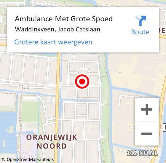 Locatie op kaart van de 112 melding: Ambulance Met Grote Spoed Naar Waddinxveen, Jacob Catslaan op 7 juli 2021 23:36