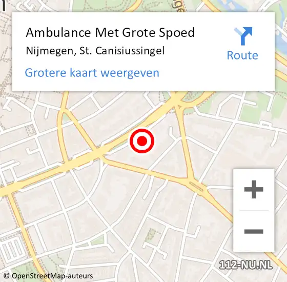 Locatie op kaart van de 112 melding: Ambulance Met Grote Spoed Naar Nijmegen, St. Canisiussingel op 8 juli 2021 00:39