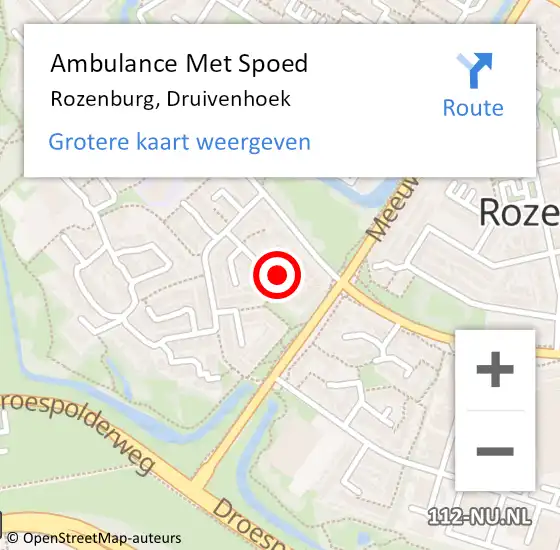 Locatie op kaart van de 112 melding: Ambulance Met Spoed Naar Rozenburg, Druivenhoek op 8 juli 2021 01:13