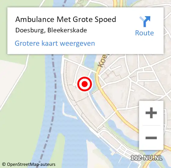 Locatie op kaart van de 112 melding: Ambulance Met Grote Spoed Naar Doesburg, Bleekerskade op 8 juli 2021 02:32