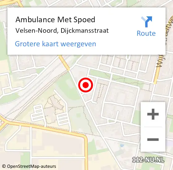 Locatie op kaart van de 112 melding: Ambulance Met Spoed Naar Velsen-Noord, Dijckmansstraat op 8 juli 2021 02:58