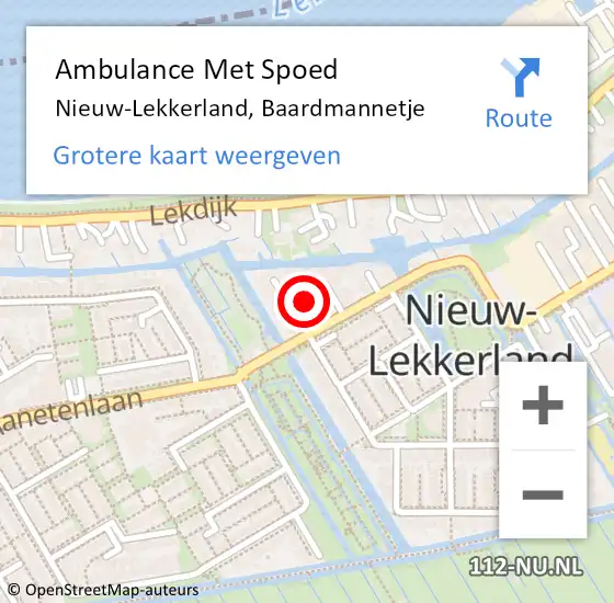 Locatie op kaart van de 112 melding: Ambulance Met Spoed Naar Nieuw-Lekkerland, Baardmannetje op 8 juli 2021 03:25