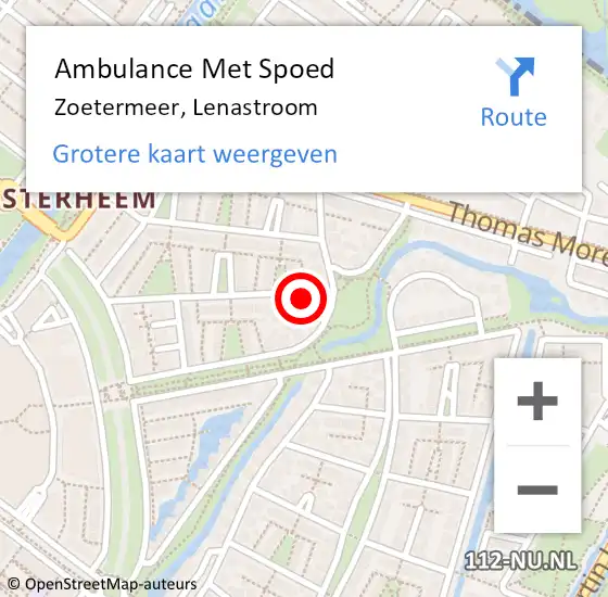 Locatie op kaart van de 112 melding: Ambulance Met Spoed Naar Zoetermeer, Lenastroom op 8 juli 2021 04:28