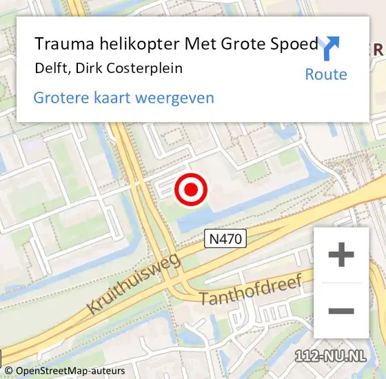 Locatie op kaart van de 112 melding: Trauma helikopter Met Grote Spoed Naar Delft, Dirk Costerplein op 8 juli 2021 05:27