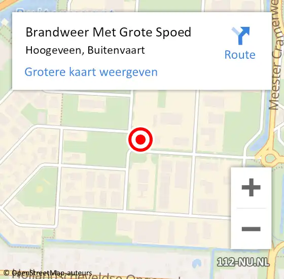 Locatie op kaart van de 112 melding: Brandweer Met Grote Spoed Naar Hoogeveen, Buitenvaart op 8 juli 2021 06:27