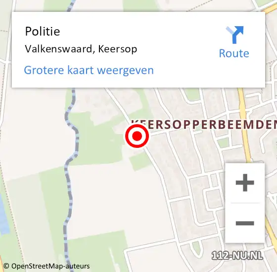 Locatie op kaart van de 112 melding: Politie Valkenswaard, Keersop op 8 juli 2021 06:47