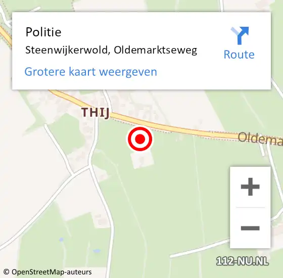 Locatie op kaart van de 112 melding: Politie Steenwijkerwold, Oldemarktseweg op 8 juli 2021 06:59