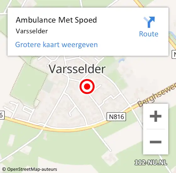 Locatie op kaart van de 112 melding: Ambulance Met Spoed Naar Varsselder op 8 juli 2021 07:54