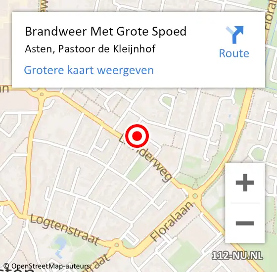 Locatie op kaart van de 112 melding: Brandweer Met Grote Spoed Naar Asten, Pastoor de Kleijnhof op 8 juli 2021 07:55