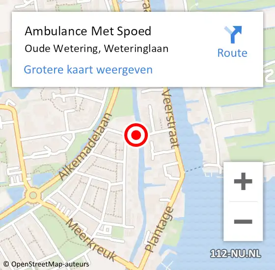 Locatie op kaart van de 112 melding: Ambulance Met Spoed Naar Oude Wetering, Weteringlaan op 8 juli 2021 08:12