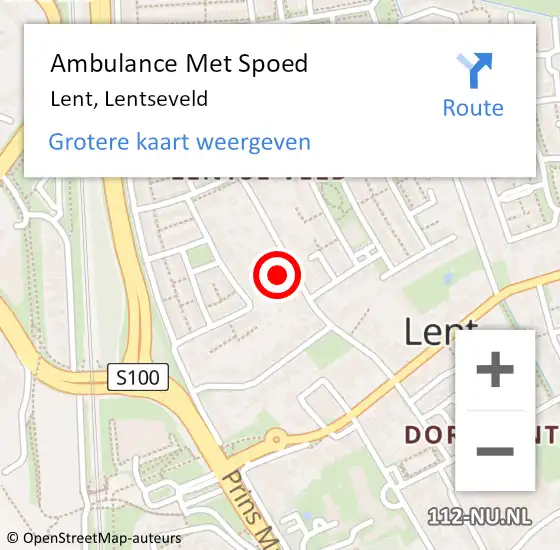 Locatie op kaart van de 112 melding: Ambulance Met Spoed Naar Lent, Lentseveld op 8 juli 2021 08:22