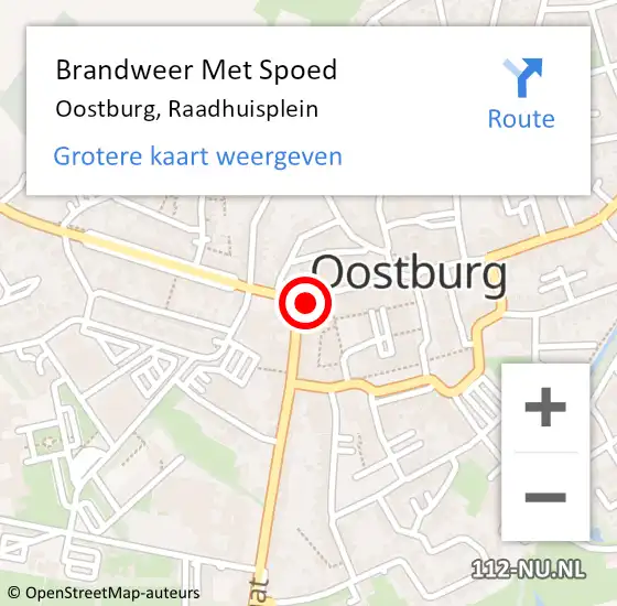 Locatie op kaart van de 112 melding: Brandweer Met Spoed Naar Oostburg, Raadhuisplein op 8 juli 2021 09:05